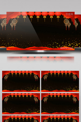 红色喜庆灯笼透明循环边框视频素材图片