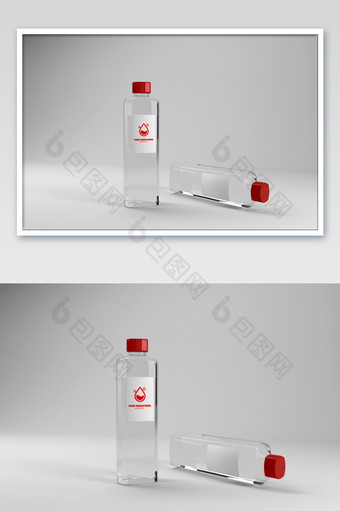 矿泉水瓶子瓶身广告标志瓶盖改色包装样机图片