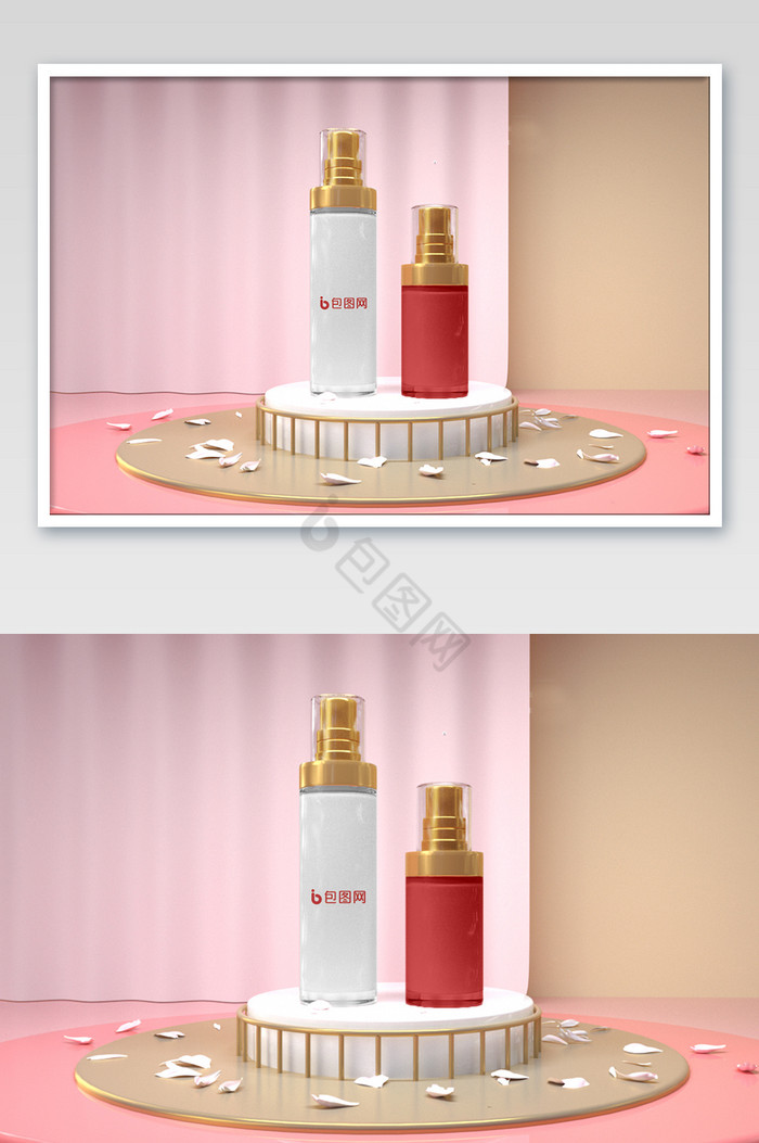 个性定制乳液化妆品高低瓶瓶身广告包装