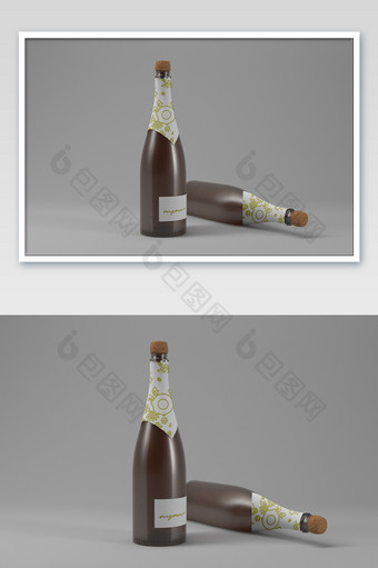 站立平躺酒瓶玻璃酒瓶海报贴图标志包装样机图片
