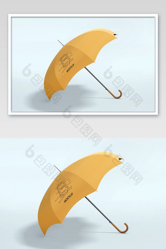 黄色直杆雨伞智能贴图样机图片