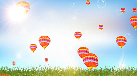 蓝天光晕清新草地动态背景素材