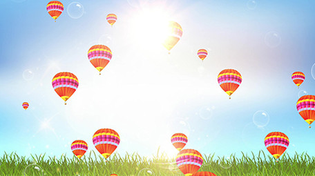 蓝天光晕清新草地动态背景素材