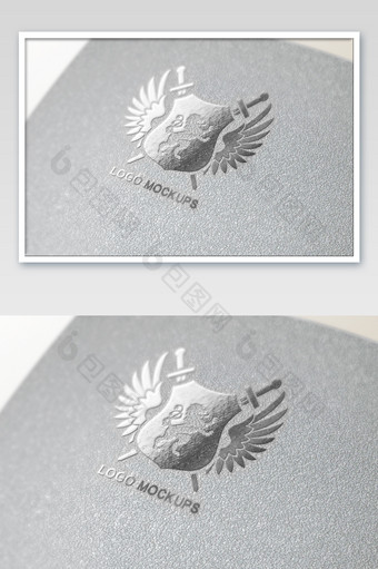 白色磨砂质感纹路烫银字logo标志样机图片