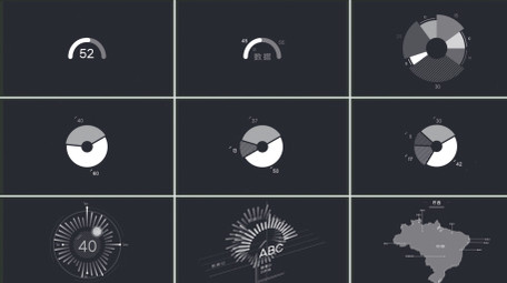 几百种HUD信息数据UI图表元素AE模板