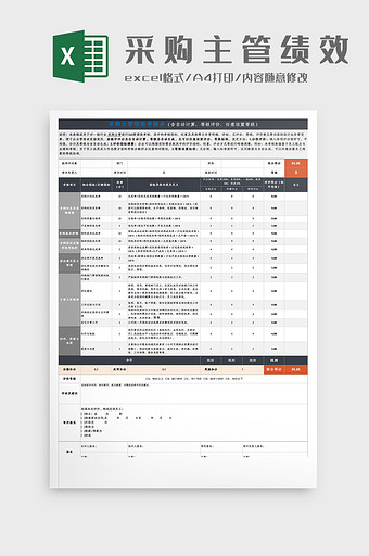 采购主管绩效考核表Excel模板图片