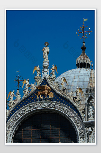 欧洲意大利水城威尼斯带翼狮子标志摄影图片