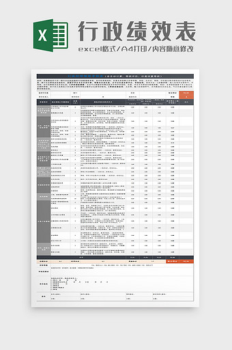 简约行政经理绩效考核表Excel模板图片