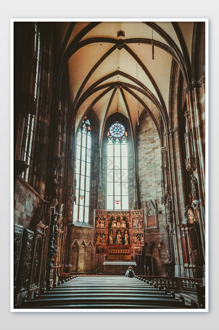 欧洲维也纳罗马天主教教堂祈祷摄影图片图片