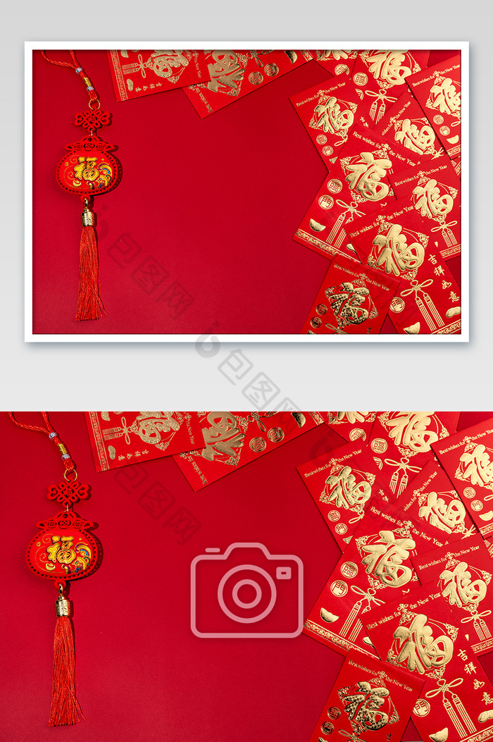 红包福包新年新春红色背景摄影图图片图片