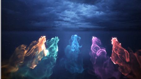 奇幻粒子流体奔马logo片头特效AE模板