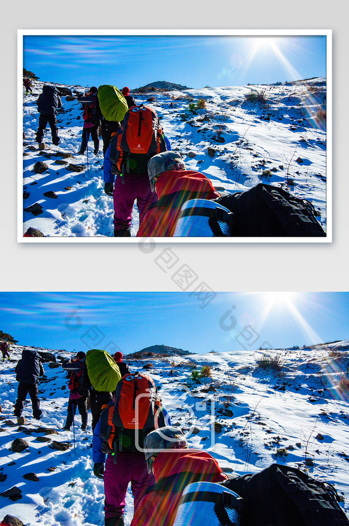 爬山雪景攀登雪天户外运动图片图片