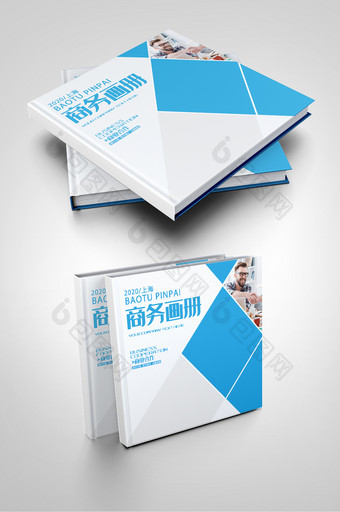 高端蓝色几何创意商务画册封面图片