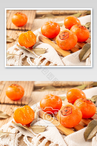 传统美食新鲜水果柿子摄影图图片