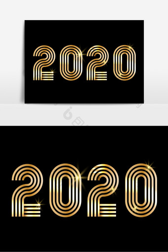 2020金色线条创意字体设计图片