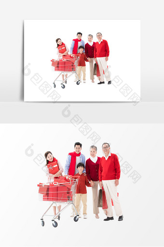 春节新年家庭购物消费元素图片
