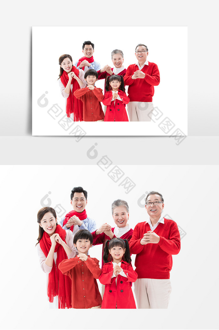 春节新年一家人家庭拜年祝福图片图片