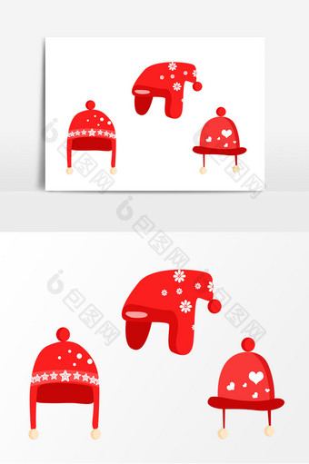 红色可爱圣诞帽儿童帽子元素图片