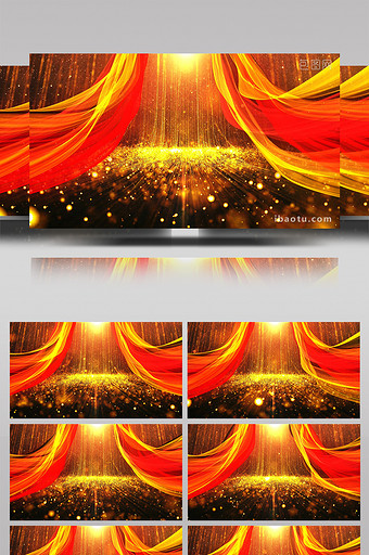 红金粒子彩带颁奖动态背景视频素材图片