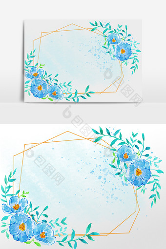 水彩清新花卉边框插画图片