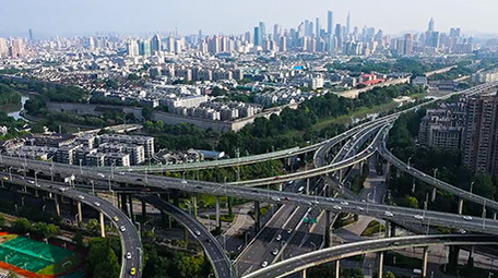 南京城市航拍大景高楼林立绿树成荫