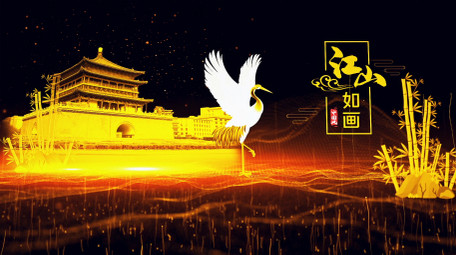 大气光线粒子城市宣传金色图文展示AE模板