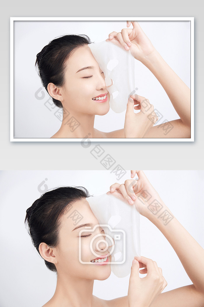 护肤美容SPA美女揭开面膜图片图片