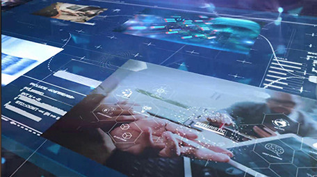 震撼蓝色图片墙汇企业科技宣传片头AE模板