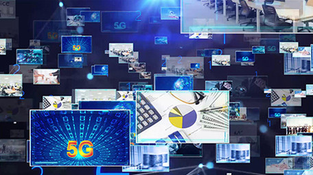 震撼蓝色图片墙汇企业科技宣传片头AE模板