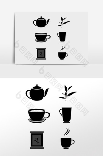 中国风古风水墨茶具图片