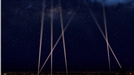 夜空射灯云层开场片头LOGO动画AE模板