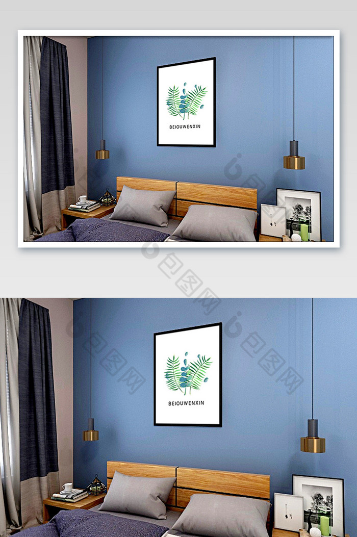 北欧温馨卧室床头装饰画图片图片