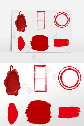 红色印泥印章元素素材图片