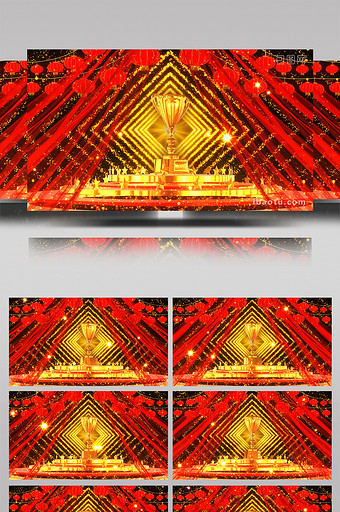 红金粒子奖杯颁奖动态背景素材图片