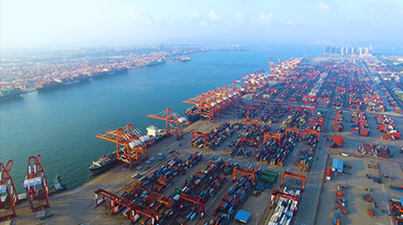 大气震撼海边港口航拍素材