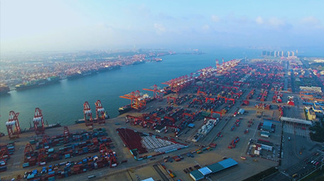 大气震撼海边港口航拍素材