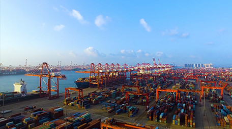 大气震撼海边港口航拍素材