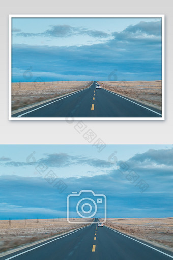蓝色大气新疆公路摄影图片