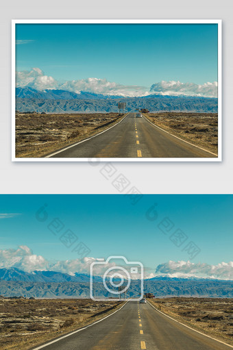 壮观大气新疆雪山公路摄影图片