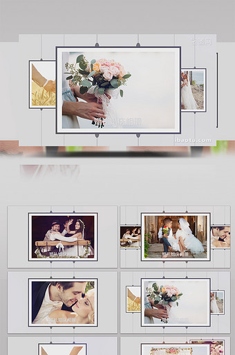 白色唯美相框婚礼婚庆相册展示PR模板图片