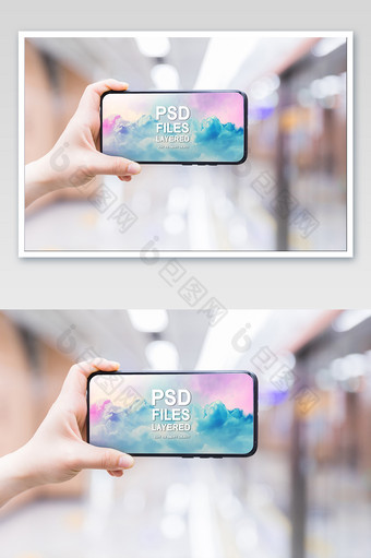 虚影手举手机海报app手机端电子产品样机图片