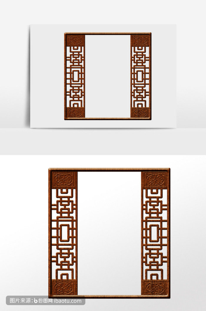 手绘中国风复古古风窗框门框插画,包图网,图片,素材,模板,免费