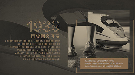 泛黄特效历史图文展示PR模板