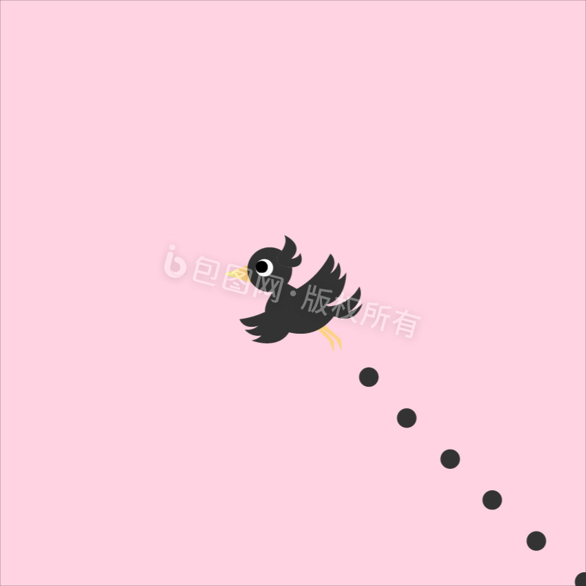 粉色卡通乌鸦无语飞过小动画GIF图片