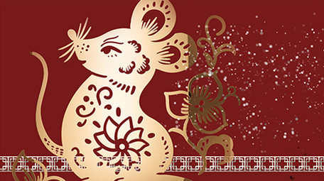 鼠年金色扫光剪纸粒子毛笔AE模板