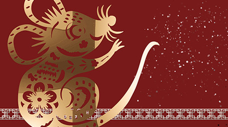 鼠年金色扫光剪纸粒子毛笔AE模板