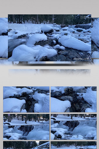 冬天雪景河流结冰自然景色视频图片