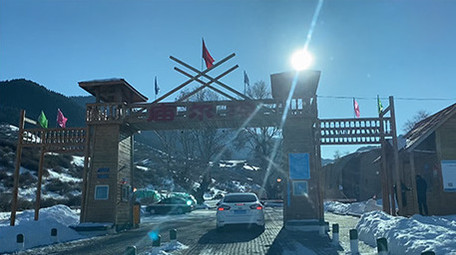 冬天新疆雪景庙尔沟森林景区实拍视频