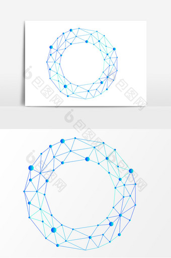 蓝色点线圆环矢量素材图片