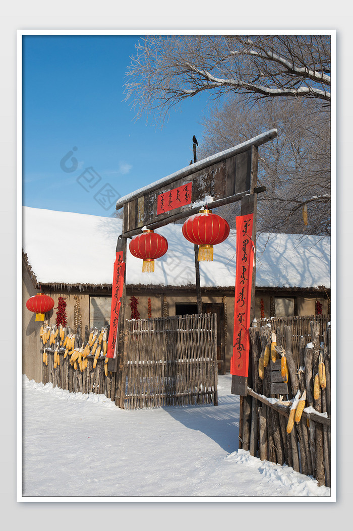 河边雪树挂图片